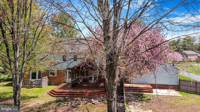 view of yard with a deck