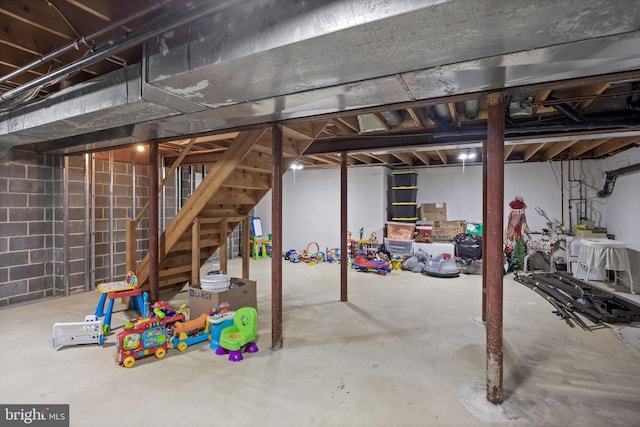 unfinished below grade area with stairway