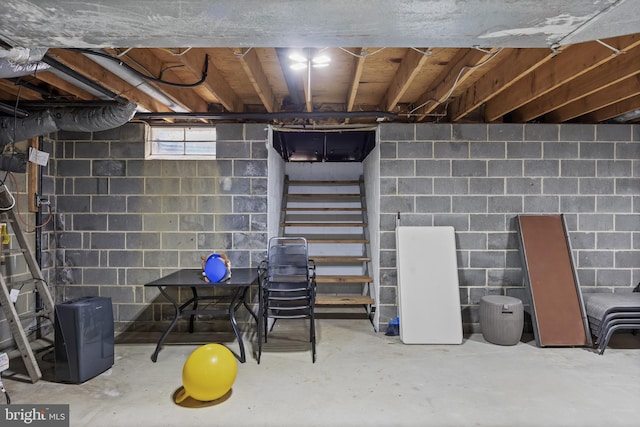 below grade area with stairs