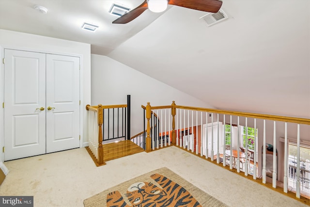 1507 Broadneck Pl Unit 403, Annapolis, MD 21409 - additional living space featuring a ceiling fan, vaulted ceiling, and carpet floors