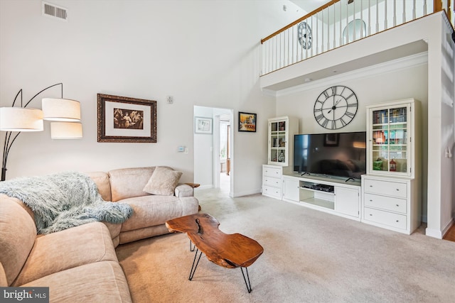1507 Broadneck Pl Unit 403, Annapolis, MD 21409 - living area featuring a high ceiling, carpet floors, and baseboards