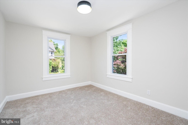 spare room with baseboards, carpet flooring, and a wealth of natural light