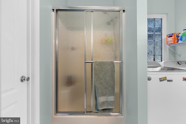 11312 Rawhide Rd, Lusby, MD 20657 - full bath with washer / dryer and a shower stall