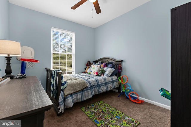 11312 Rawhide Rd, Lusby, MD 20657 - bedroom with carpet flooring, a ceiling fan, and baseboards