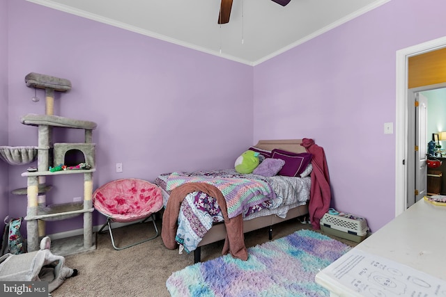 11312 Rawhide Rd, Lusby, MD 20657 - bedroom featuring crown molding, carpet floors, and a ceiling fan
