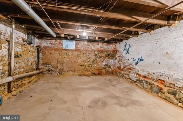 view of unfinished basement
