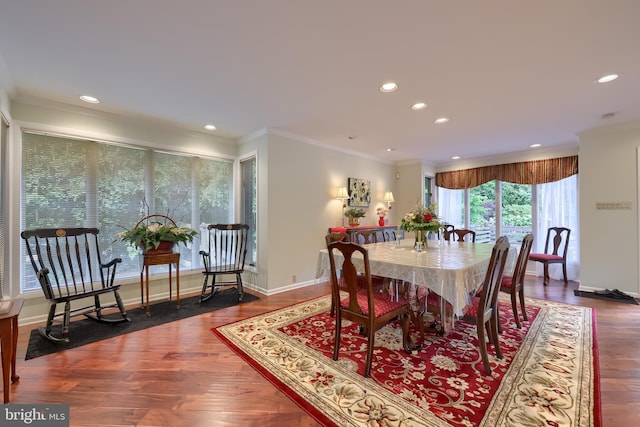 1515 Rockland St, Reading, PA 19604 - dining space featuring recessed lighting, crown molding, wood finished floors, and baseboards