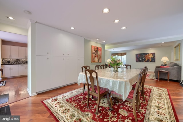 1515 Rockland St, Reading, PA 19604 - dining area featuring recessed lighting, ornamental molding, and wood finished floors