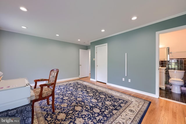 1515 Rockland St, Reading, PA 19604 - office with baseboards, wood finished floors, recessed lighting, and crown molding