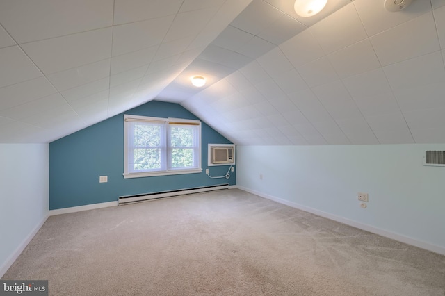 1515 Rockland St, Reading, PA 19604 - additional living space with a baseboard radiator, carpet floors, baseboards, and lofted ceiling