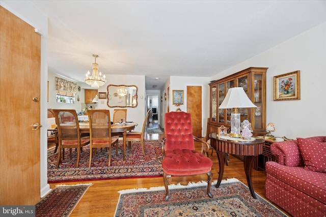 603 Bywood Ave, Upper Darby, PA 19082 - living area featuring an inviting chandelier and wood finished floors
