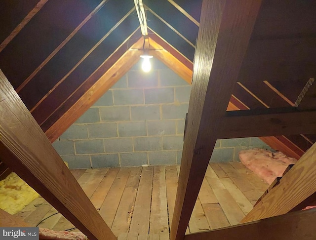 view of unfinished attic