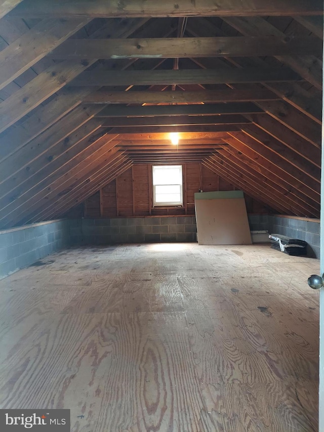 view of unfinished attic