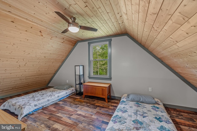 82 Vista River Ln, Paw Paw, WV 25434 - bedroom featuring vaulted ceiling, ceiling fan, wooden ceiling, and wood finished floors