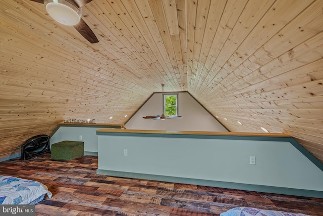 82 Vista River Ln, Paw Paw, WV 25434 - additional living space featuring vaulted ceiling, ceiling fan, wood ceiling, and wood finished floors