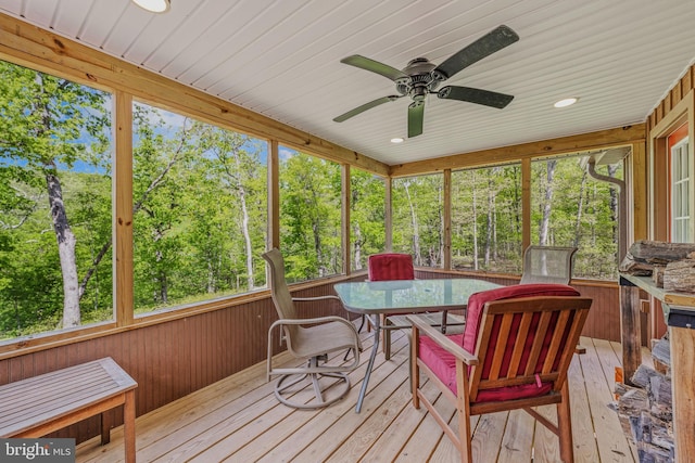 82 Vista River Ln, Paw Paw, WV 25434 - sunroom / solarium featuring outdoor dining space and ceiling fan