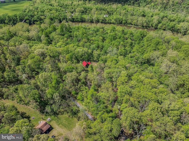 82 Vista River Ln, Paw Paw, WV 25434 - birds eye view of property featuring a forest view
