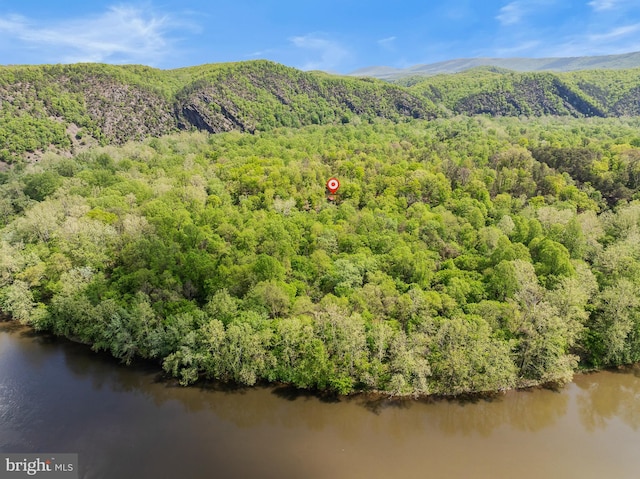 82 Vista River Ln, Paw Paw, WV 25434 - birds eye view of property featuring a water and mountain view and a view of trees