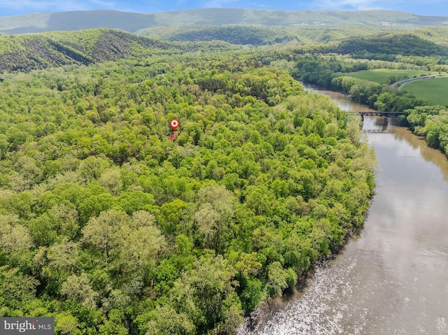 82 Vista River Ln, Paw Paw, WV 25434 - aerial view featuring a water and mountain view and a wooded view