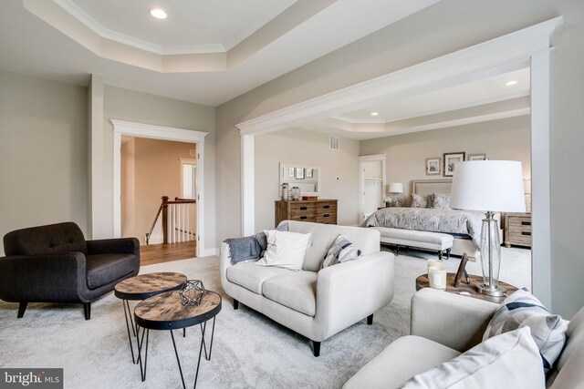 3919 Pineland St, Fairfax, VA 22031 - bedroom featuring light colored carpet, recessed lighting, and a tray ceiling