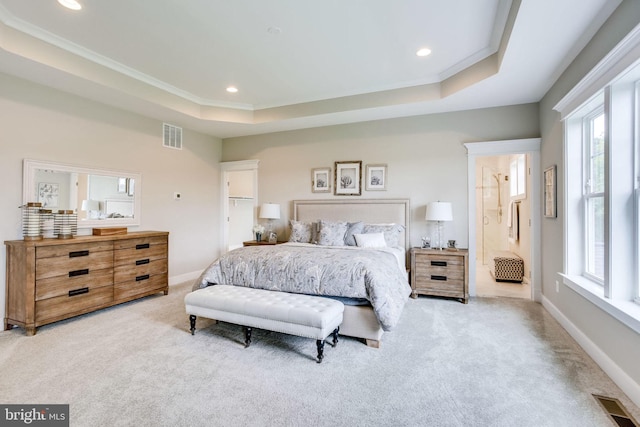 3919 Pineland St, Fairfax, VA 22031 - carpeted bedroom with recessed lighting, a tray ceiling, visible vents, and baseboards
