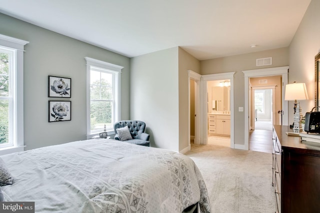 3919 Pineland St, Fairfax, VA 22031 - bedroom featuring baseboards, multiple windows, light carpet, and visible vents
