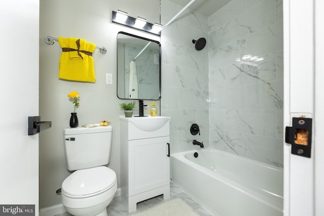 160 Talbott St Unit T5, Rockville, MD 20852 - bathroom featuring vanity, toilet, washtub / shower combination, and marble finish floors