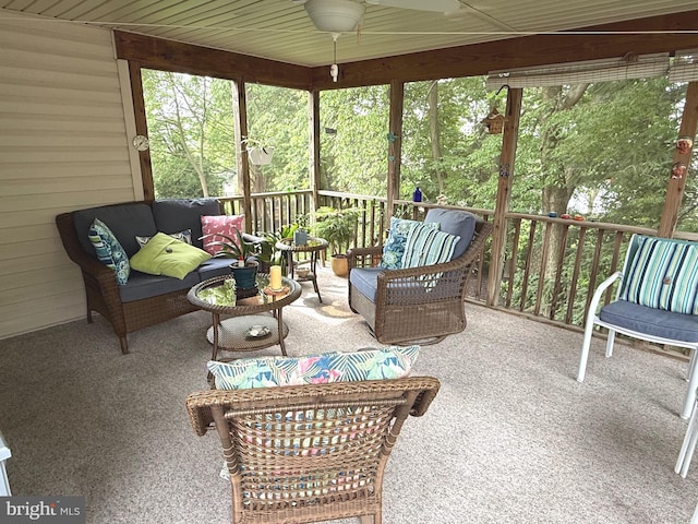 902 Hedgewyck Ln, Elizabethtown, PA 17022 - sunroom with an outdoor hangout area, a ceiling fan, and plenty of natural light
