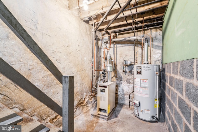 utility room with gas water heater