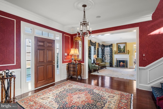 19326 Airwell Ct, Purcellville, VA 20132 - entryway with crown molding, wood finished floors, and a chandelier