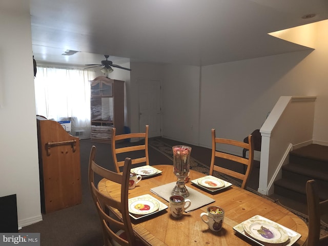 5737 N Park Ave, Philadelphia, PA 19141 - dining area with stairway and a ceiling fan