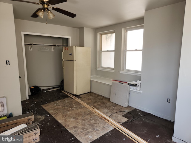 5737 N Park Ave, Philadelphia, PA 19141 - interior space featuring freestanding refrigerator, a closet, and ceiling fan