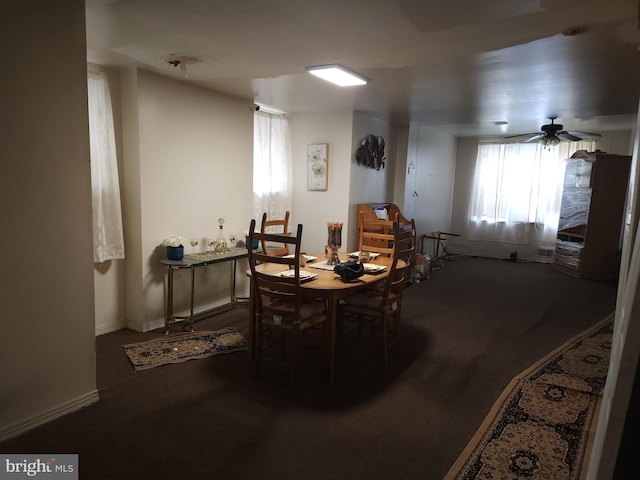 5737 N Park Ave, Philadelphia, PA 19141 - dining space featuring baseboards, ceiling fan, and carpet