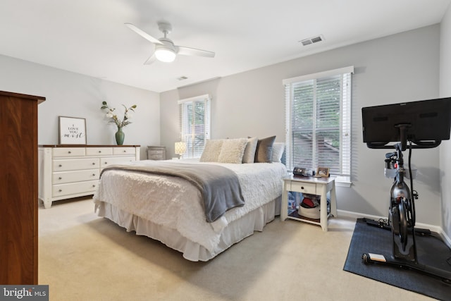 6724 Passageway Pl, Burke, VA 22015 - bedroom with light carpet, a ceiling fan, and baseboards