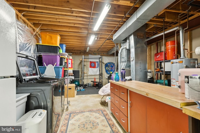 6724 Passageway Pl, Burke, VA 22015 - unfinished basement with gas water heater and washer and dryer