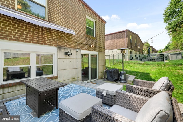 exterior space with fence and a yard