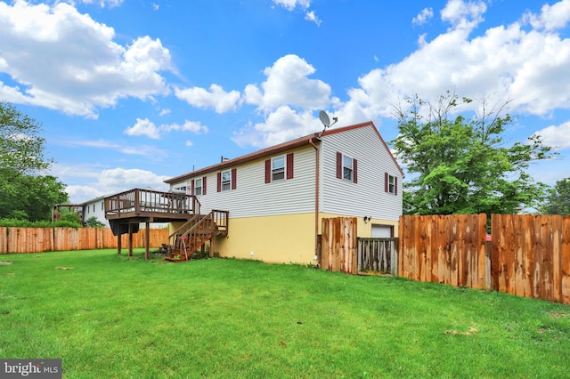 38 Bonniefield Cir, Gettysburg, PA 17325 - back of house with a deck, stairway, stucco siding, and an attached garage