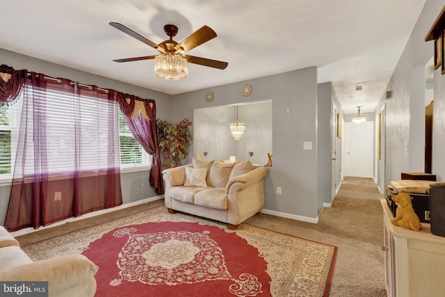 38 Bonniefield Cir, Gettysburg, PA 17325 - carpeted living room featuring baseboards and ceiling fan