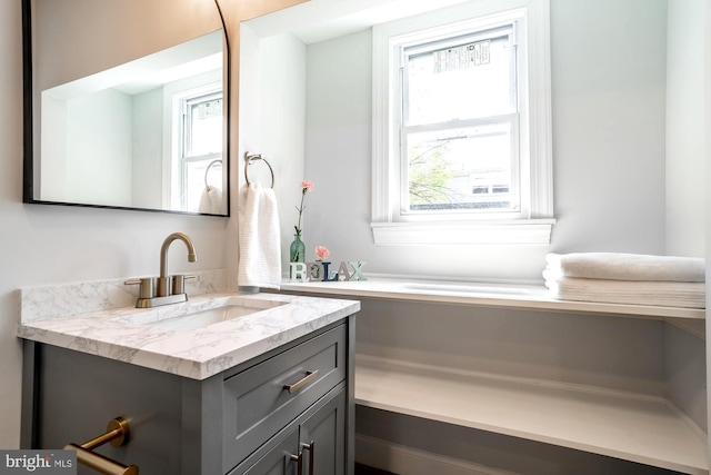 bathroom featuring a healthy amount of sunlight and vanity