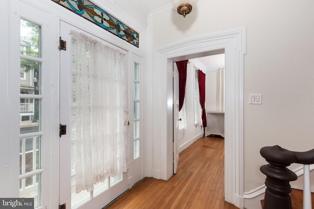 140 Pennsylvania Ave, Westminster, MD 21157 - foyer entrance featuring light wood finished floors and crown molding