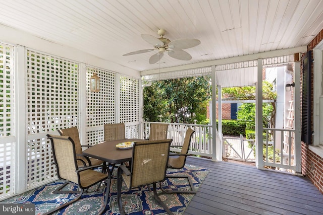 140 Pennsylvania Ave, Westminster, MD 21157 - sunroom featuring ceiling fan, outdoor dining area, and healthy amount of natural light
