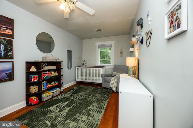 877 Salford Station Rd, Schwenksville, PA 19473 - bedroom featuring radiator heating unit, wood finished floors, baseboards, and ceiling fan