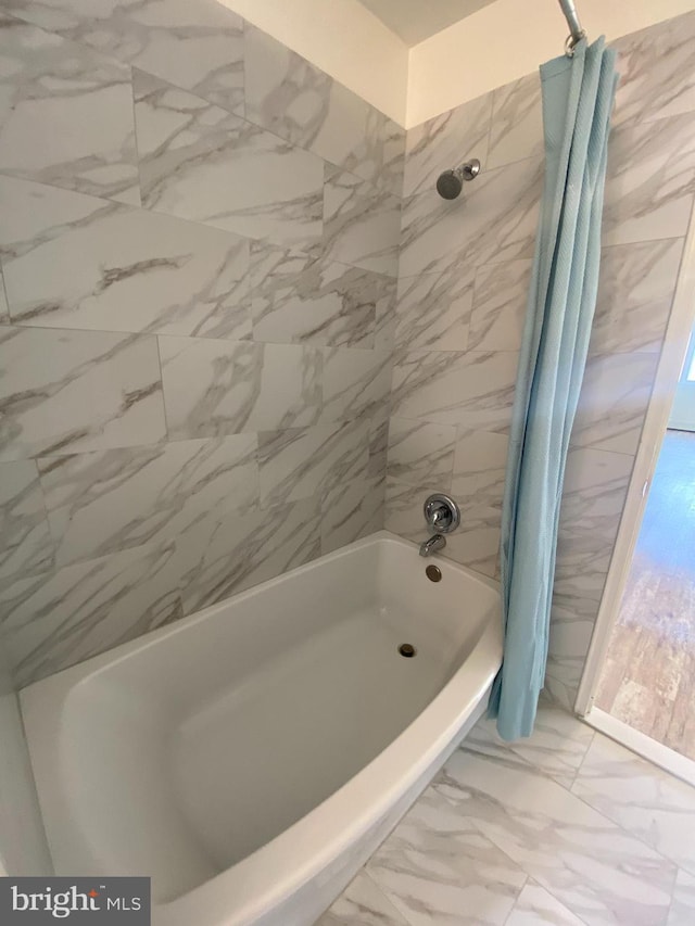 4901 Harbor Beach Blvd Unit P12, Brigantine, NJ 08203 - bathroom featuring marble finish floor and shower / tub combo with curtain