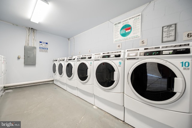 4901 Harbor Beach Blvd Unit P12, Brigantine, NJ 08203 - common laundry area featuring separate washer and dryer and electric panel