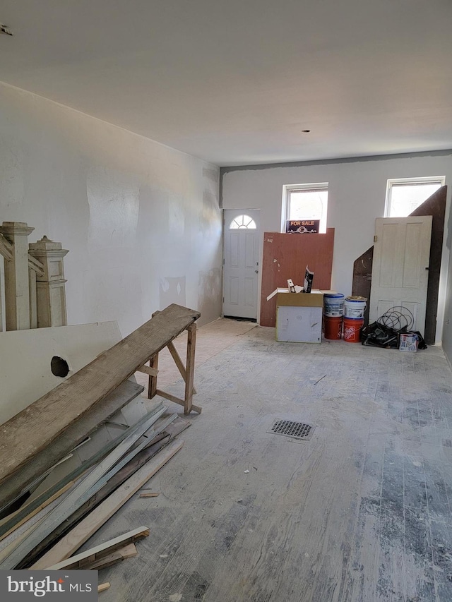 unfurnished living room with light wood-style floors