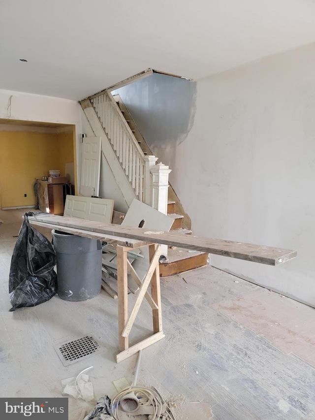 below grade area with stairs