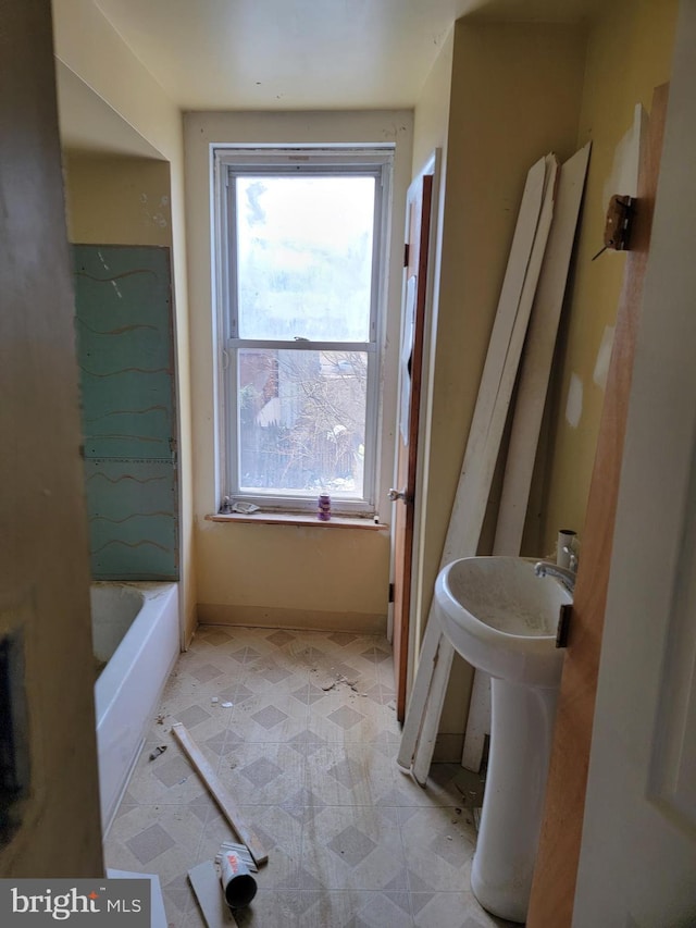 bathroom featuring a healthy amount of sunlight and a tub