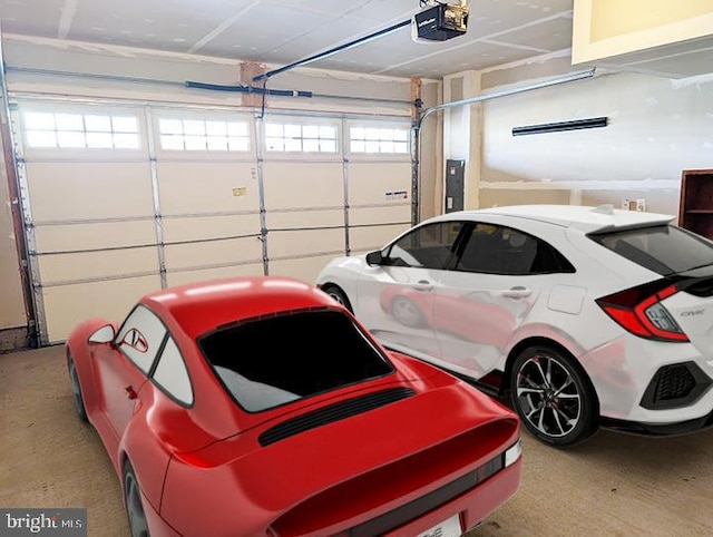 garage featuring a garage door opener and electric panel