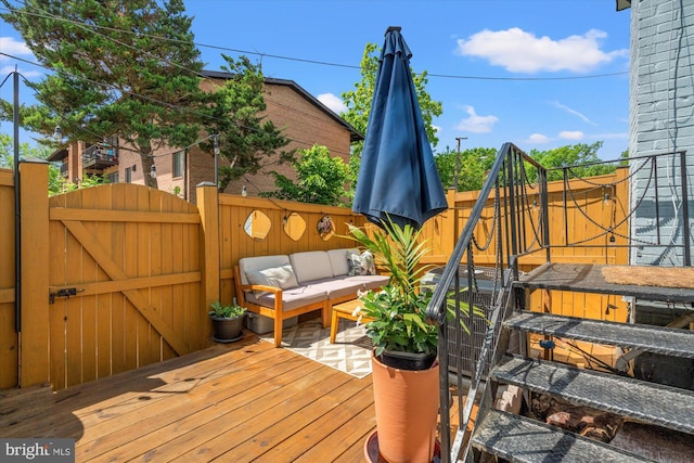 1705 N Cliff St, Alexandria, VA 22301 - wooden deck with a gate, fence, and an outdoor hangout area