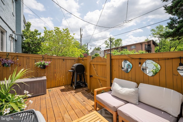 1705 N Cliff St, Alexandria, VA 22301 - wooden deck featuring a gate, a fenced backyard, and area for grilling